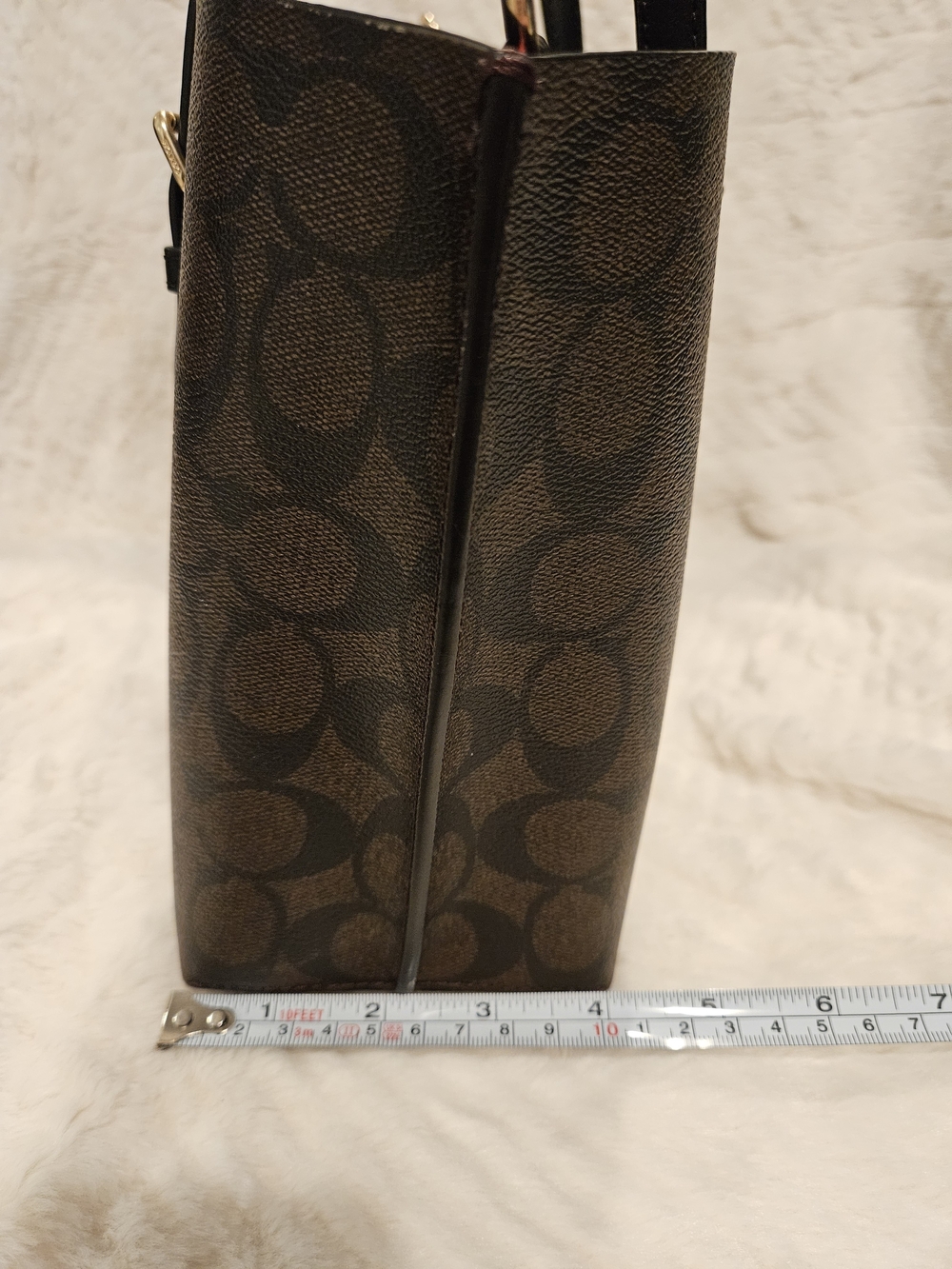 Coach Mollie 25 Tote Bag In Dark Brown Signature Canvas - Picture 10 of 12